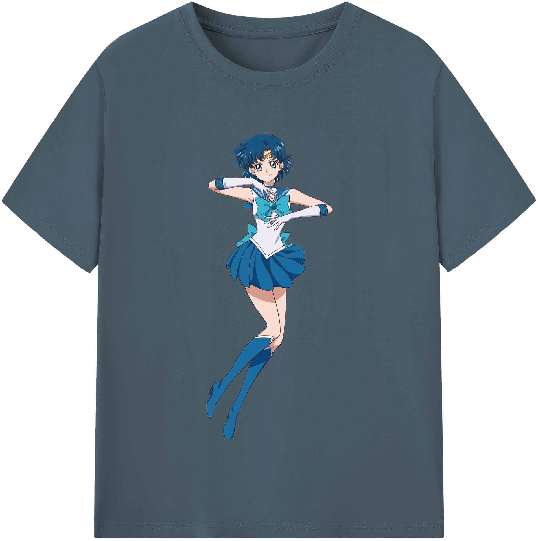 （画像用） 美少女戦士セーラームーン 水野 亜美 みずの あみ Sailor Moon Mizuno Ami 綿100％半袖Tシャツ（フロントプリント）